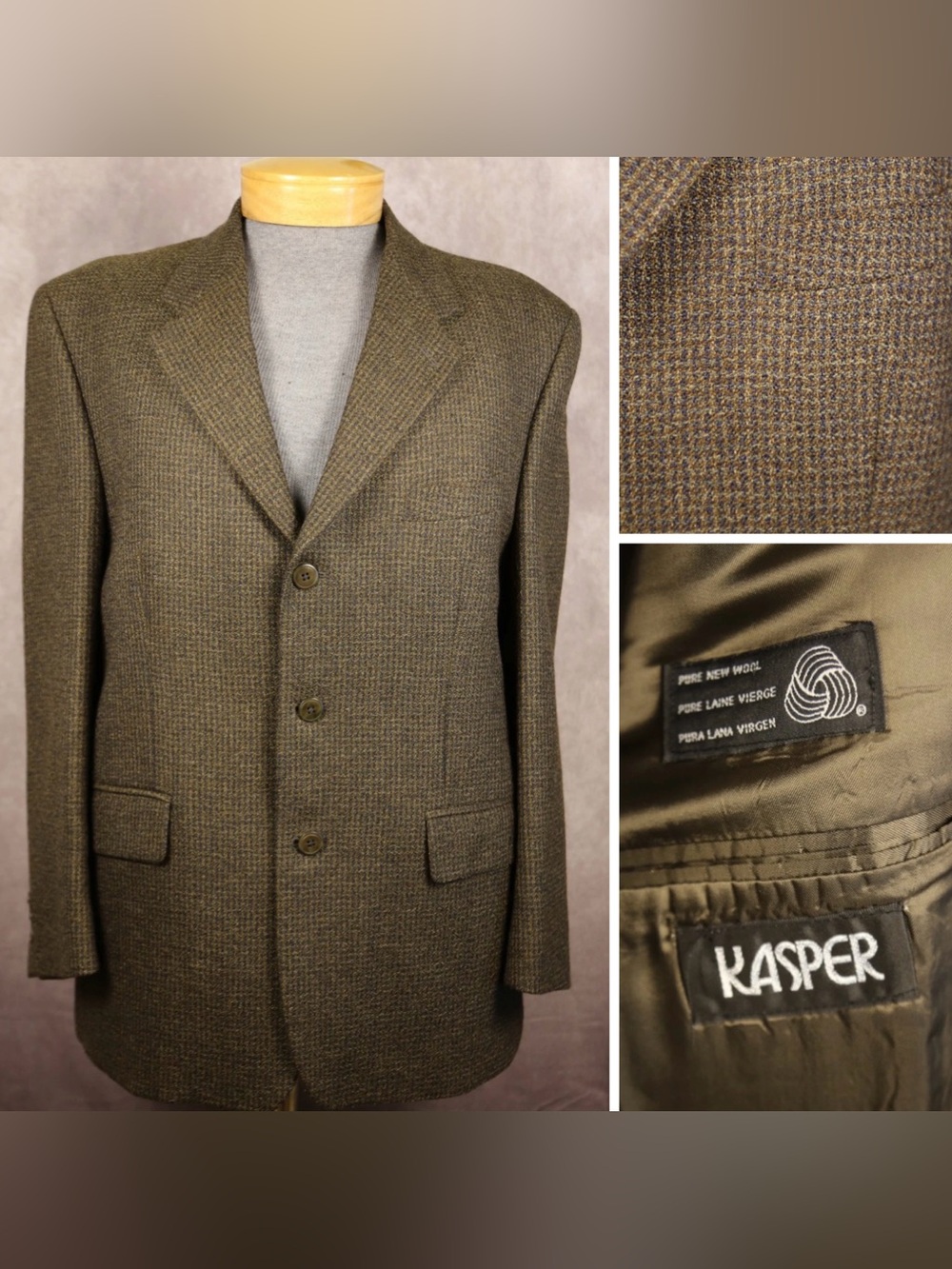 Vintage Kasper Donegal Tweed Wool Blazer Men's 42S Short